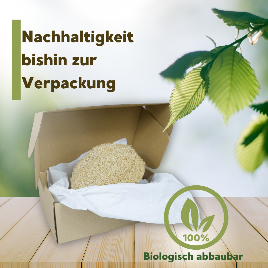 Handgenähter Luffa-Duschschwamm für sanftes Peeling | Made in Germany | Loofah Moments