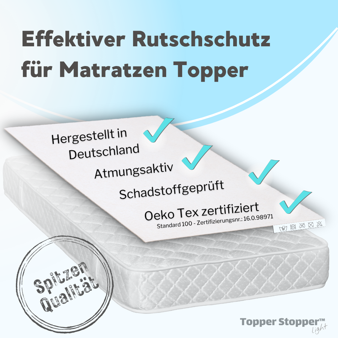 Antirutschmatte für leichte Matratzen & Topper – ohne Kleben, für Boxspring & Lattenrost